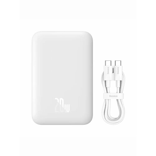 Внешний аккумулятор с поддержкой беспроводной зарядки Xiaomi Baseus Magnetic Wireless Charging Power Bank 20000 mAh 20W White PPCXM20 4188₽