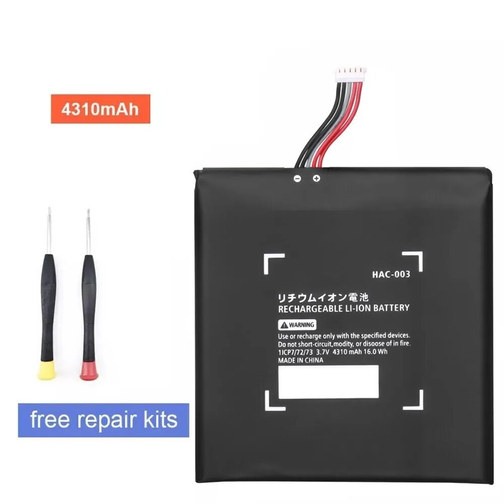 Аккумулятор для Nintendo Switch, Pack 3,7 V - 4310 mAh, с отверткой, черный, 1 шт — фото 1