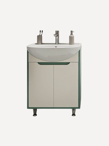 Изображение товара Тумба для ванной с раковиной Runo ЭкоНова 60, бирюзовый-белый, раковина Уют 60