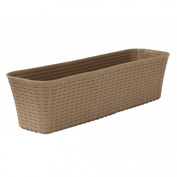 Балконный ящик пластиковый бежевый 40 см Ротанг IDEA