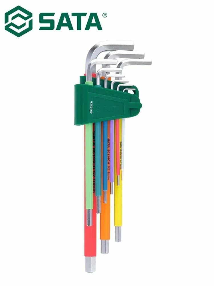 SATA 09103CH Rainbow Series из 9 предметов Набор шестигранных ключей Высокая твердость Высокий крутящий момент