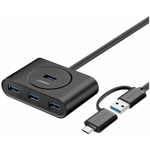 Хаб UGREEN CR113 (40850) USB 3.0 Hub with USB-C Port. 1 м. черный