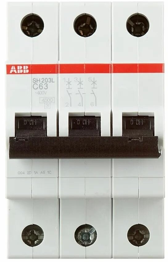 Автоматический выключатель ABB SH203L 3P 63А тип С 4,5 кА 380 В - фотография № 1