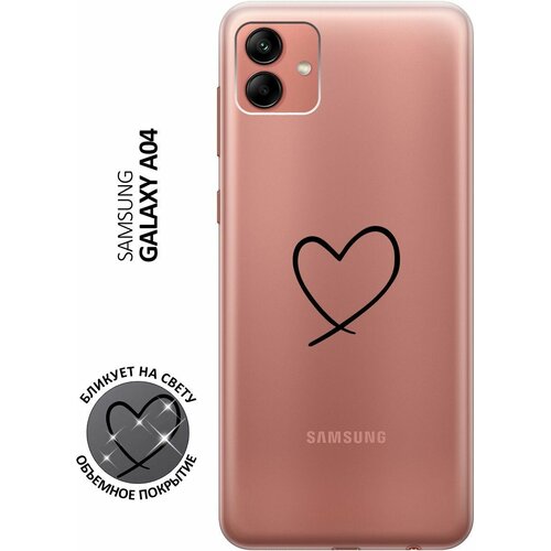 Силиконовый чехол с принтом Heart для Samsung Galaxy A04 / Самсунг А04 силиконовый чехол на samsung galaxy a04 самсунг а04 с 3d принтом space прозрачный