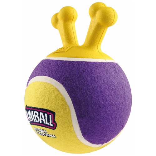 Мячик для собак GiGwi Jumball с захватом (75364), фиолетовый/желтый, 1шт. мячик для собак gigwi jumball с захватом 75365 черный белый 1шт