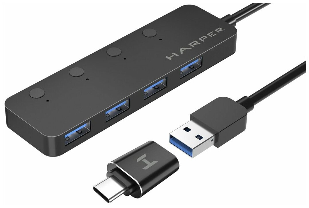 USB Концентратор HARPER HUB-04MB, черный