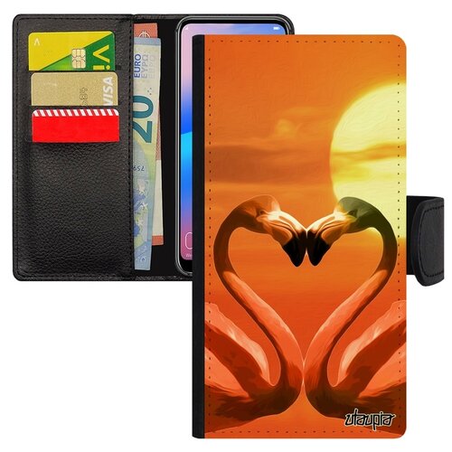 фото Чехол книжка на телефон samsung galaxy a40, "фламинго" сердце самец utaupia