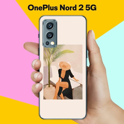 Силиконовый чехол на OnePlus Nord 2 5G Девушка в черном / для ВанПлас Норд 2 5 Джи силиконовый чехол на oneplus nord 2 ванплас норд 2 девушка в черном купальнике прозрачный