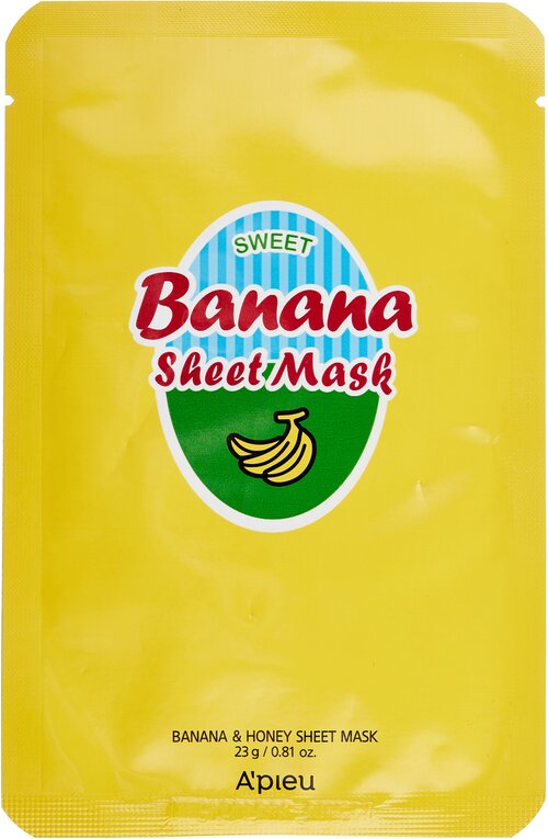 APIEU Тканевая маска Banana & Honey Sheet Mask, 23 г, 25 мл