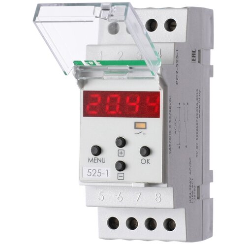 Реле времени PCZ-525-1 (1 канал астрономическое коррекция вр. вкл./выкл. ночной перерыв установка независимых программ работы по дням недели 230В 16А 1P IP20 монтаж на DIN-рейке) F&F EA02.002.011 (8шт. в упак.)