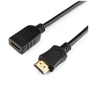 Удлинитель кабеля HDMI Cablexpert CC-HDMI4X-0.5M, 0,5 м, v2.0, 19M/19F, позолоченные разъемы, экран, черный