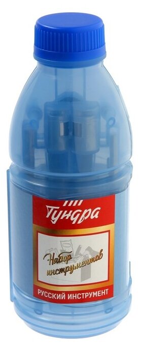 Тундра Набор инструментов тундра, подарочный пластиковый кейс "Бутылка", 15 предметов