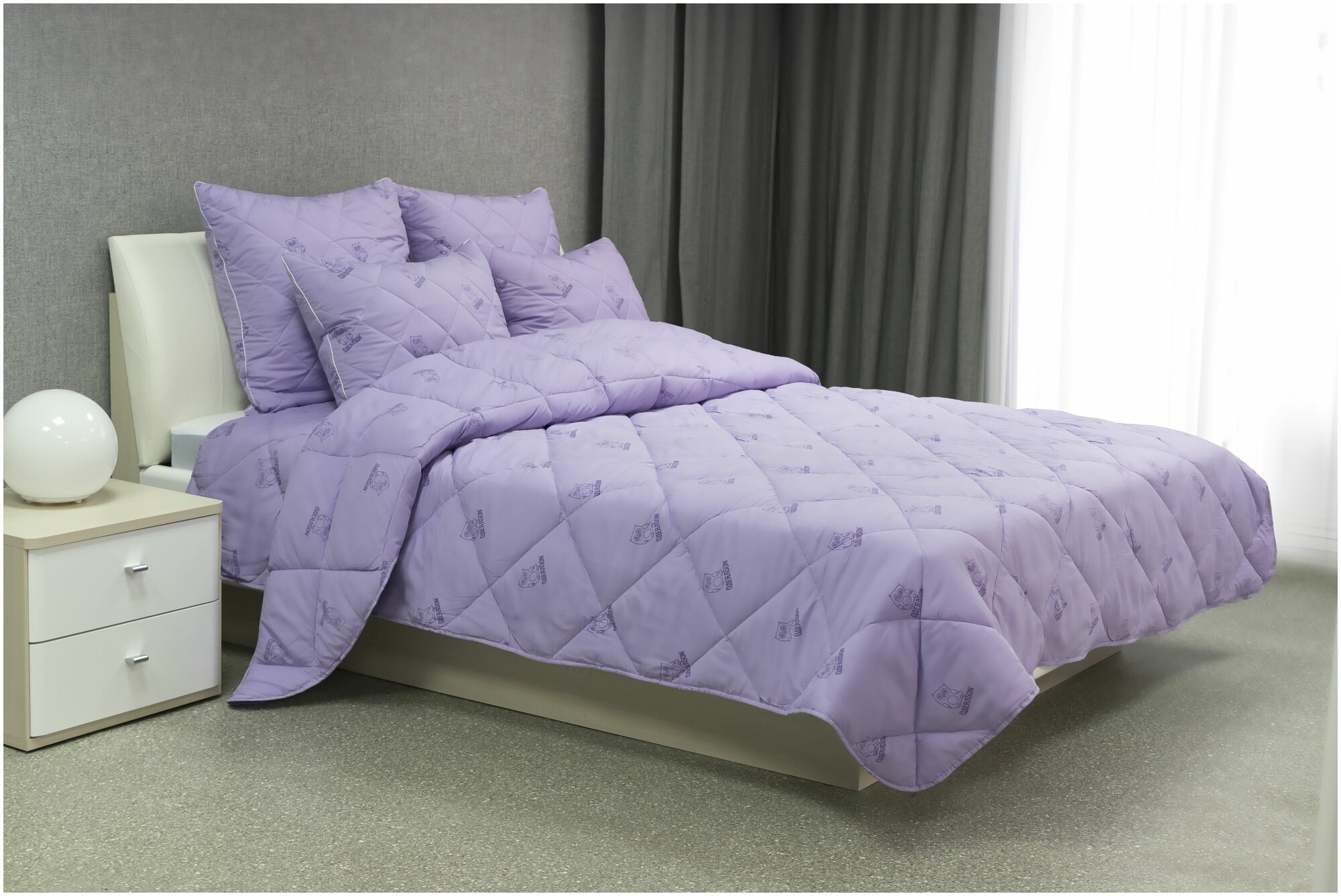 Одеяло фиолетовое Стеганое евро 200х220 ТМ "ОдеялSon" серия Сова всесезонное гипоаллергенное/ для сна, для дома, для дивана, для кровати - фотография № 7