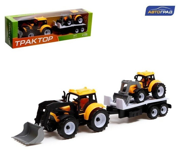 Набор машинок трактор инерционный Фермер с прицепом и трактором 1 набор