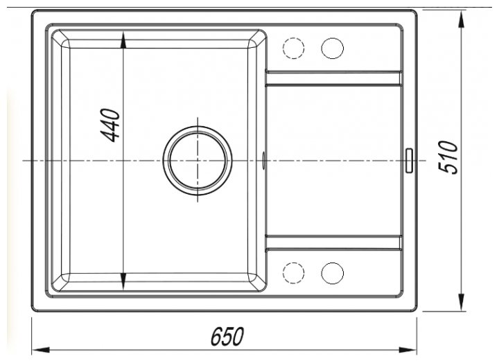 Мойка для кухни врезная каменная Florentina ЛИПСИ-650, цвет серый шелк, с крылом, прямоугольная, 650х510х217 мм - фотография № 4