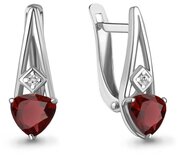 Серьги Diamant online, серебро, 925 проба, гранат, фианит