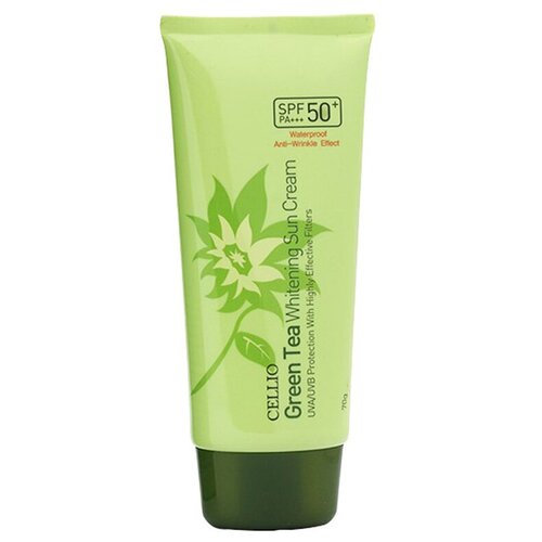 Cellio крем Green Tea Whitening Sun Cream SPF 50, 70 мл антивозрастной коллагеновый солнцезащитный крем dr cellio collagen whitening sun сream spf50 pa 70 мл