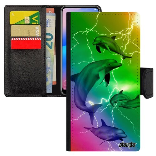 фото Чехол книжка на телефон galaxy a40, "дельфины" океан животные utaupia