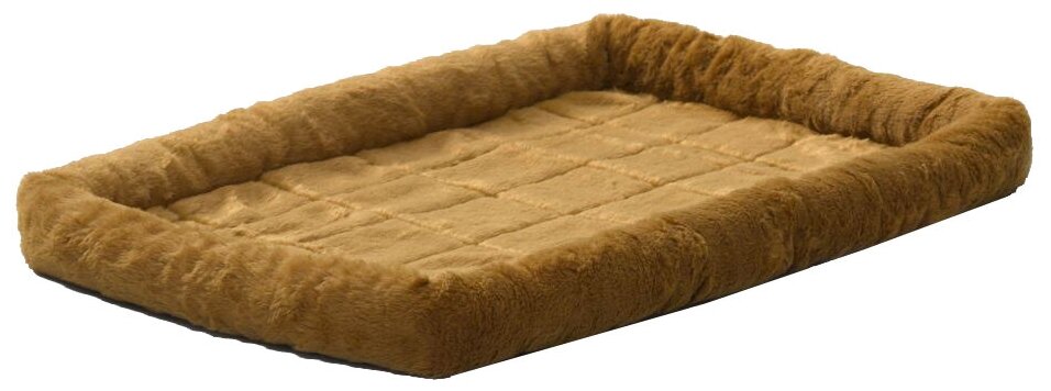 Лежак для собак и кошек Midwest QuietTime Faux Fur Deluxe Bolster 91х58х8 см cinnamon 92 см 60 см 8 см коричневый - фотография № 1