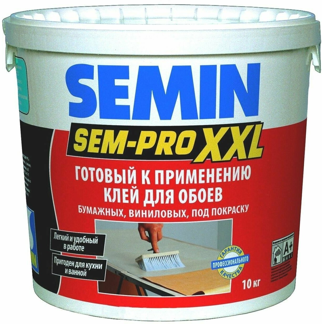 Готовый клей для обоев на флизелиновой или бумажной основе SEMIN / SEM-PRO XXL / 10000 г