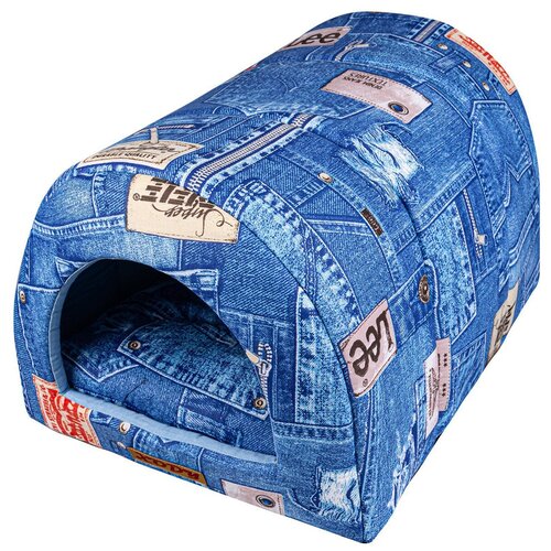 фото Тоннель для собак и кошек xody 1 хлопок джинс 50х36х30 см синий
