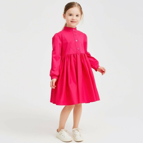 Платье Minaku, хлопок, однотонное, размер 128, фуксия, розовый