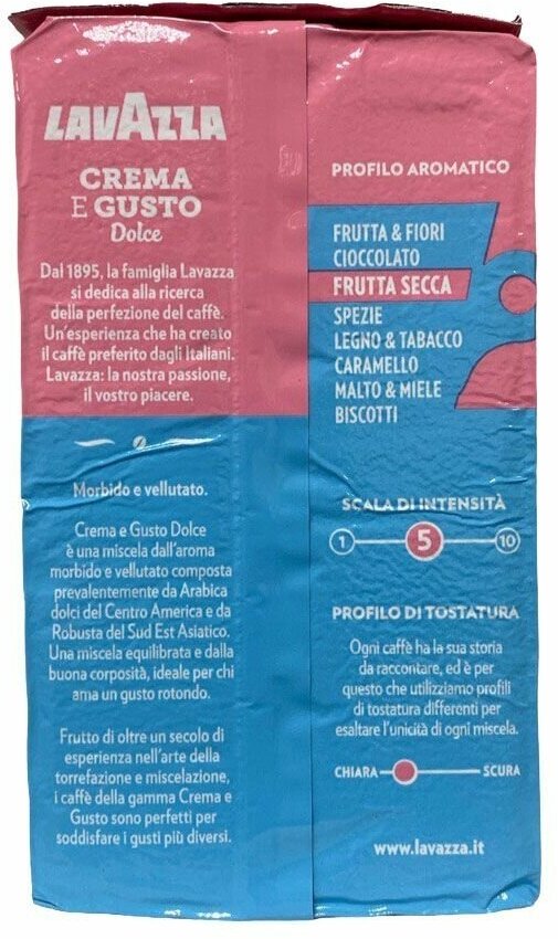 Кофе молотый Lavazza Crema Gusto Dolce, вакуумная упаковка, 250 г, вакуумная упаковка - фотография № 5