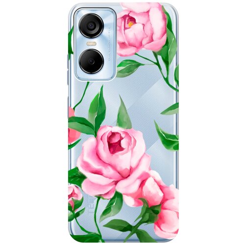 Силиконовый чехол на Tecno Pop 6 Pro, Техно Поп 6 Про с 3D принтом Amazing Peonies прозрачный силиконовый чехол на realme 6 pro рилми 6 про с 3d принтом amazing peonies прозрачный