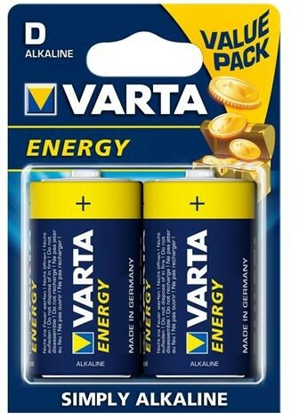 Батарейка VARTA ENERGY 4120 LR20 BL2, упаковка 2 шт.