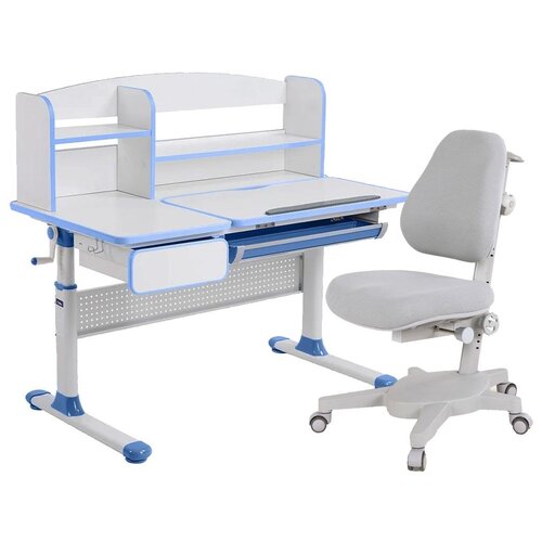 Комплект Cubby парта Rimu + кресло Solidago 110x62 см белый/голубой/серый