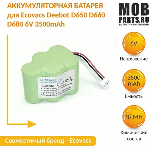 Аккумулятор для Ecovacs Deebot D650 D660 D680 6V 3300mAh