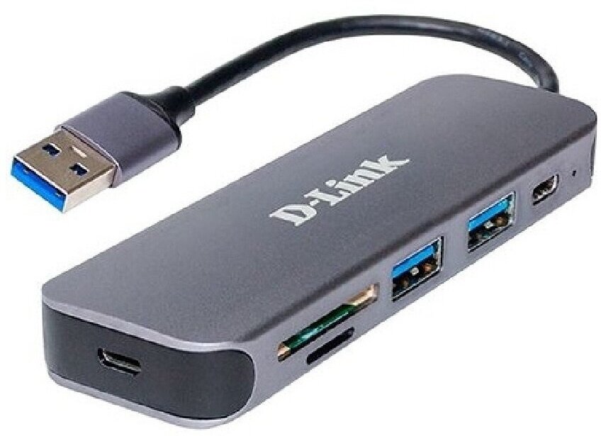 Разветвитель USB 3.0 D-Link DUB-1325A2A 2порт. серый