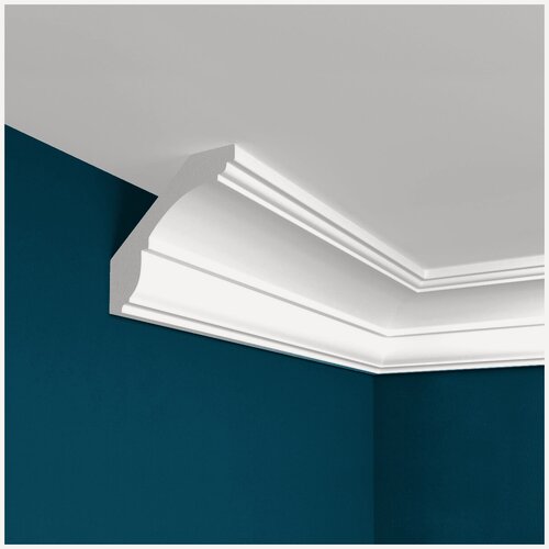 Изображение товара Плинтус потолочный 69х65 мм карниз полистирол пластик под покраску Perfect Plus P17-1 метр