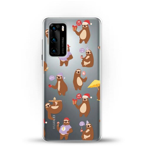 фото Силиконовый чехол узор из ленивцев на huawei p40 andy & paul