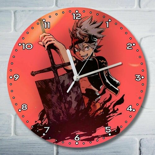 Настенные часы деревянные бесшумные УФ печать аниме чёрный клевер меч короля магов - 5024 1340₽