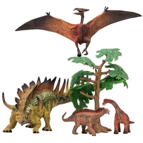 Динозавры и драконы для детей серии Мир динозавров: птеродактиль, кентрозавр, диплодок, амаргазавр (набор фигурок из 5 предметов) набор фигурок мир динозавров спинозавр цератозавр диплодок кентрозавр mm216 092