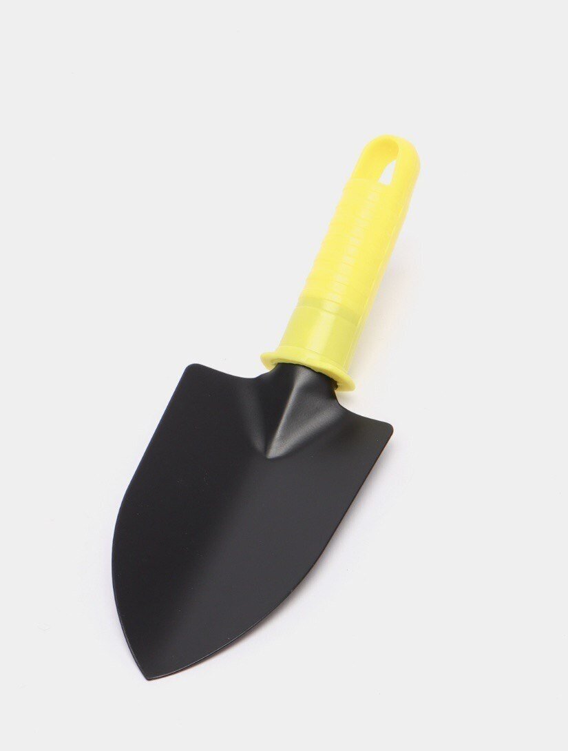 Совок посадочный широкий 22x7см с пластиковой ручкой жёлтого цвета/лопатка садовая - фотография № 1