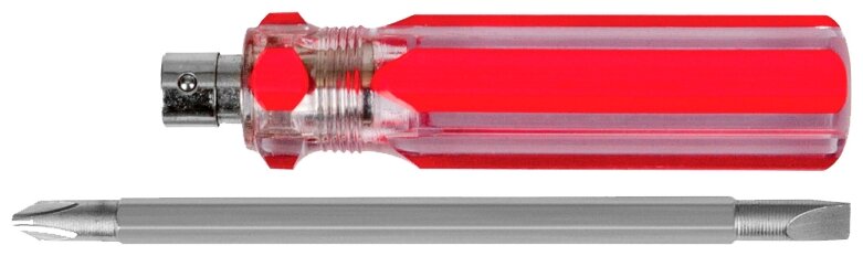 56210 Отвертка с переставным жалом PH2/SL6 6x85 мм (красная прозрачная пластиковая ручка) Курс - фото №1
