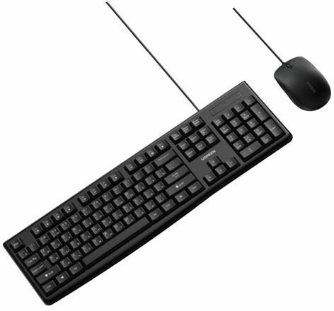 Комплект проводная клавиатура и проводная мышка UGREEN MK003 (15217) Keyboard and mouse set с кабелем USB. Цвет: черный