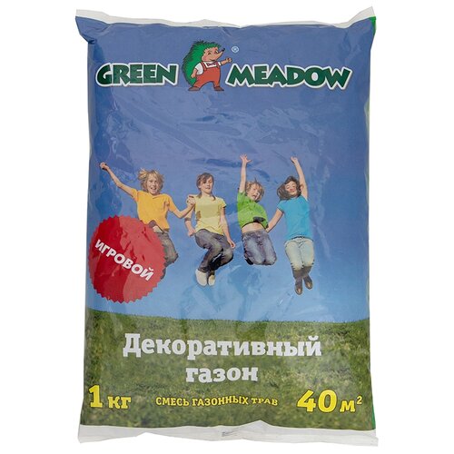 Смесь семян GREEN MEADOW Игровой газон 1 кг, 1 кг смесь семян green meadow партерный английский газон 5 кг 5 кг