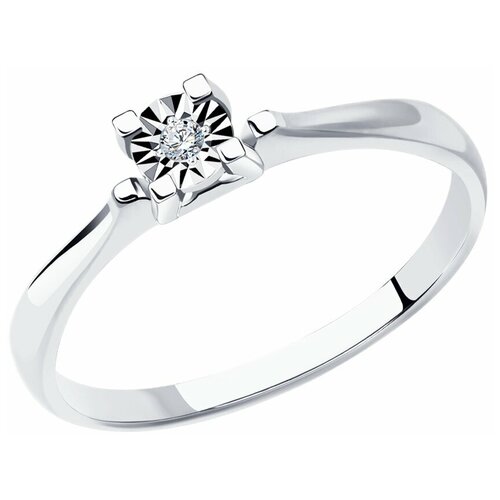 Кольцо Diamant, белое золото, 585 проба, бриллиант, размер 17.5