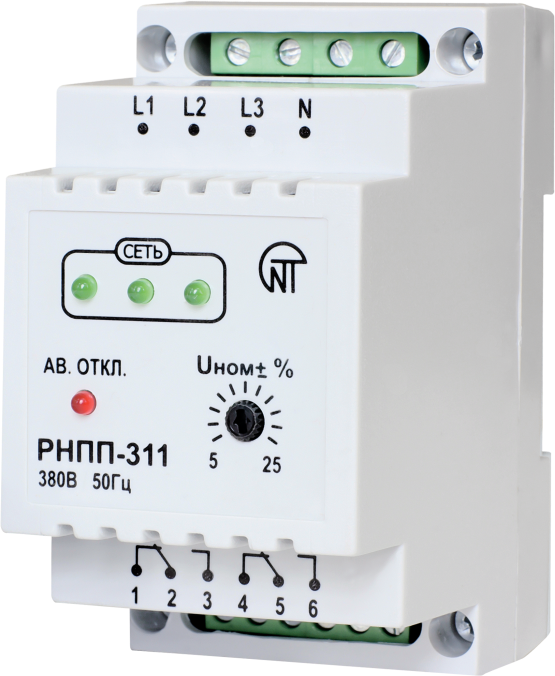 Реле контроля 3-фаз. напряжения РНПП-311 (3мод.)