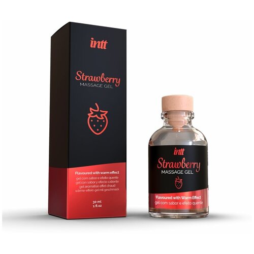 Массажный гель с ароматом клубники Strawberry - 30 мл, INTT,