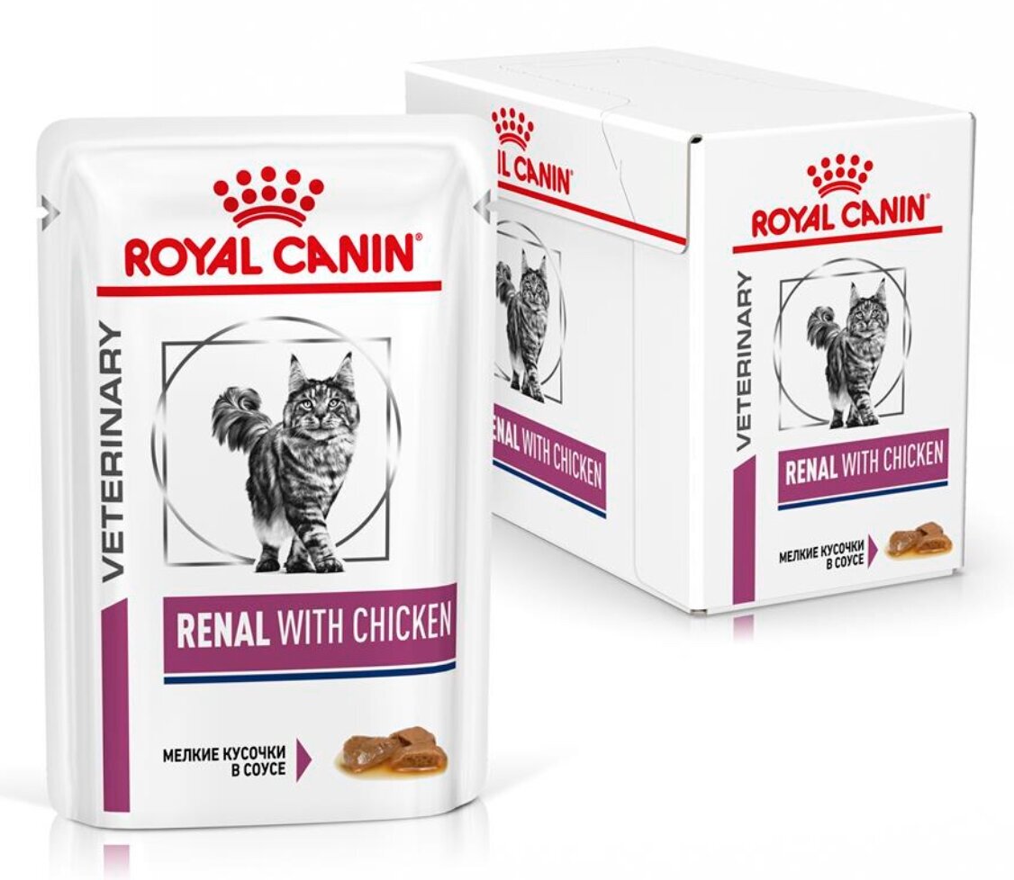 Royal Canin Renal, при проблемах с почками, с курицей 12 шт. х 85 г (кусочки в соусе)