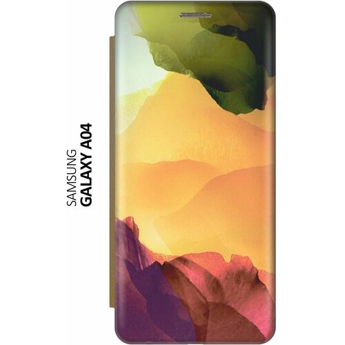 Чехол-книжка на Samsung Galaxy A04, Самсунг А04 c принтом Разноцветный гербарий золотистый чехол книжка на samsung galaxy a04 самсунг а04 c принтом фантастические цветы золотистый