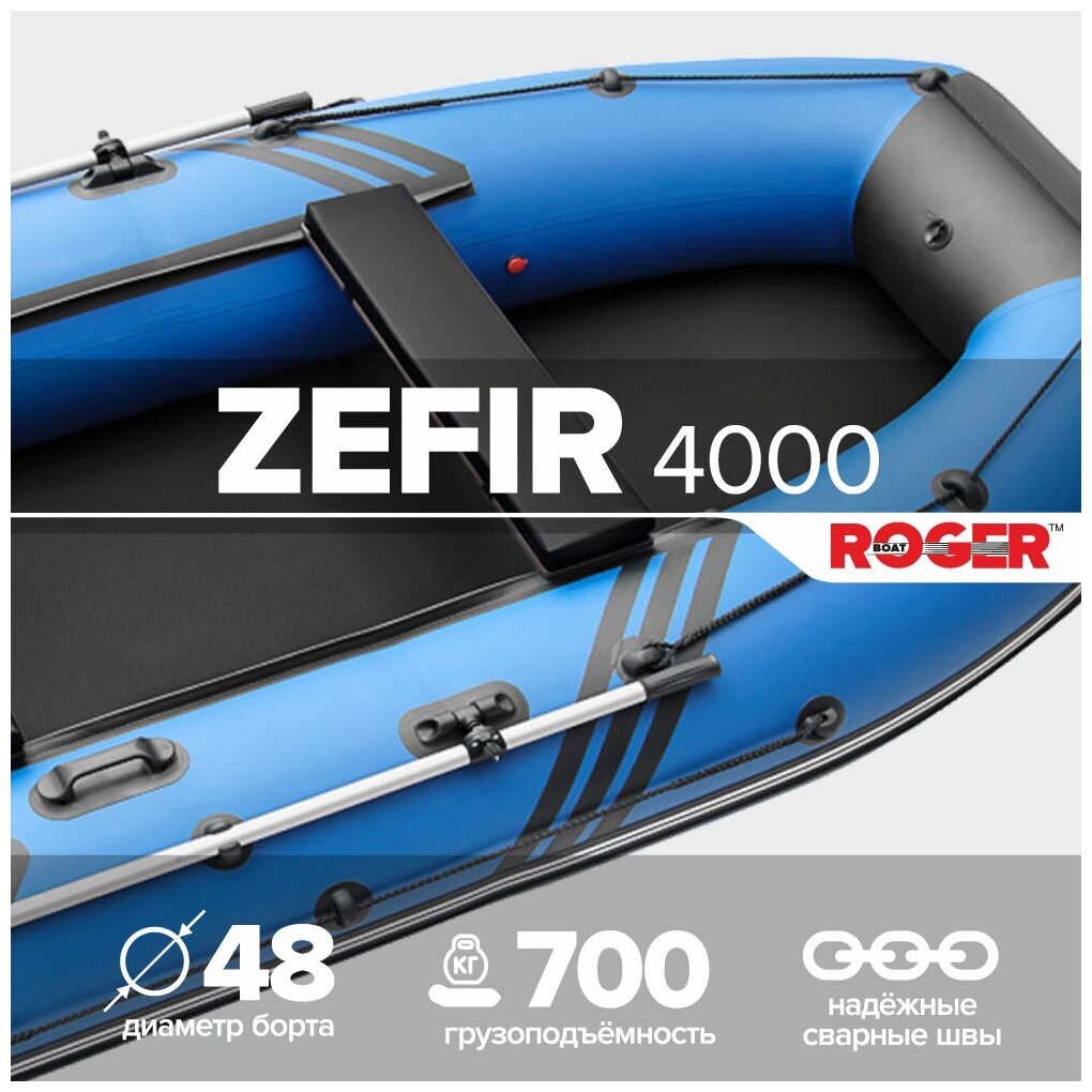 Лодка надувная ПВХ Zefir 4000, цвет (сине-черный)