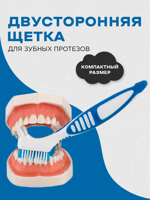 Щетка для очистки зубных протезов (бело-синяя)