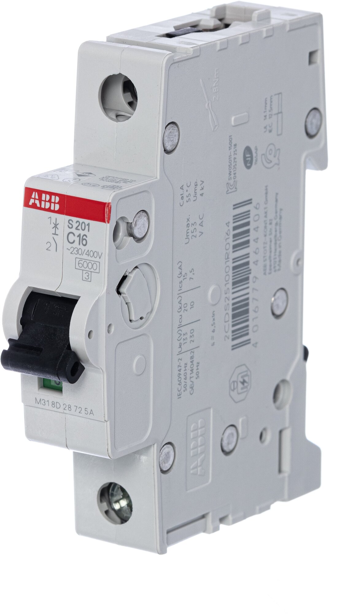 Автоматический выключатель Abb S200, 1 полюс, 16A, тип C, 6kA