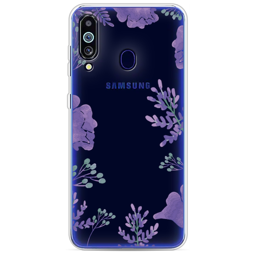 Силиконовый чехол на Samsung Galaxy M40/A60 / Самсунг Галакси М40/А60 Сиреневая цветочная рамка, прозрачный силиконовый чехол на samsung galaxy a60 самсунг галакси а60 розовая цветочная рамка прозрачный