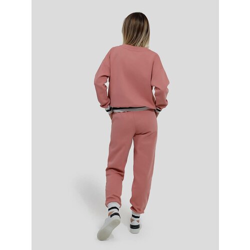 фото Костюм vitacci, джемпер и брюки, спортивный стиль, свободный силуэт, манжеты, размер 46/48, розовый